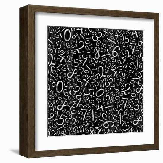 Seamless Pattern: Simple Numbers On Blackboard Background-pashabo-Framed Art Print