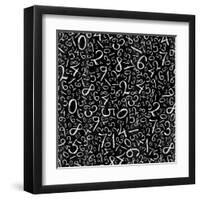 Seamless Pattern: Simple Numbers On Blackboard Background-pashabo-Framed Art Print