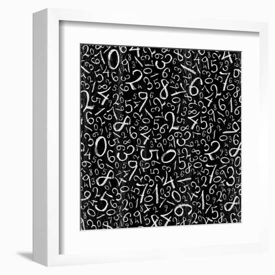 Seamless Pattern: Simple Numbers On Blackboard Background-pashabo-Framed Art Print