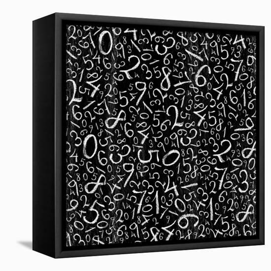 Seamless Pattern: Simple Numbers On Blackboard Background-pashabo-Framed Stretched Canvas