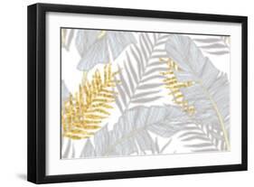 Seamless Pattern with Banana and Golden Palm Leaves in Vector-julia_blnk-Framed Art Print