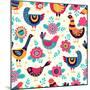 Seamless Pattern with Birds and Flowers. Freehand Drawing-xenia_ok-Mounted Art Print