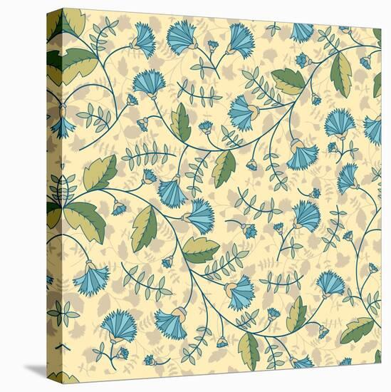 Seamless Pattern with Cornflowers Flowers-Little_cuckoo-Stretched Canvas