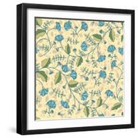 Seamless Pattern with Cornflowers Flowers-Little_cuckoo-Framed Art Print