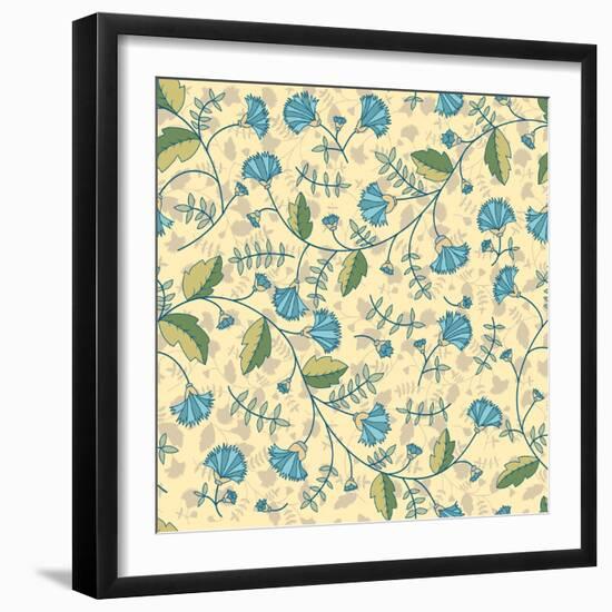 Seamless Pattern with Cornflowers Flowers-Little_cuckoo-Framed Art Print