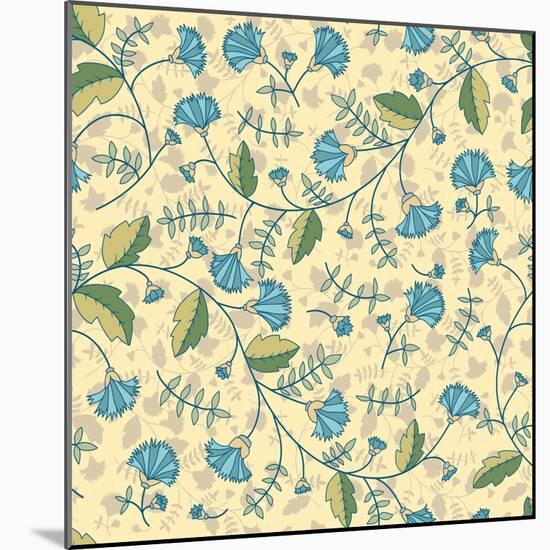 Seamless Pattern with Cornflowers Flowers-Little_cuckoo-Mounted Art Print