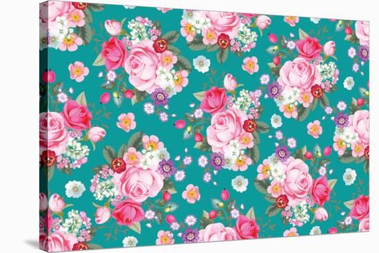 Seamless Pattern with Country Roses-Ma ry-Stretched Canvas