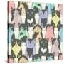 Seamless Pattern With Cute Cats For Children-cherry blossom girl-Stretched Canvas