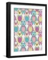 Seamless Pattern with Cute Hipster Bears for Children or Kids.-cherry blossom girl-Framed Art Print