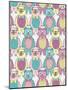 Seamless Pattern with Cute Hipster Bears for Children or Kids.-cherry blossom girl-Mounted Art Print