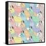 Seamless Pattern with Cute Lamas or Alpacas for Children or Kids-cherry blossom girl-Framed Stretched Canvas