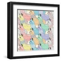 Seamless Pattern with Cute Lamas or Alpacas for Children or Kids-cherry blossom girl-Framed Art Print