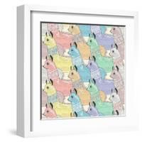 Seamless Pattern with Cute Lamas or Alpacas for Children or Kids-cherry blossom girl-Framed Art Print