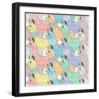 Seamless Pattern with Cute Lamas or Alpacas for Children or Kids-cherry blossom girl-Framed Art Print