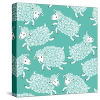 Seamless Pattern with Cute Sheep.-Baksiabat-Stretched Canvas