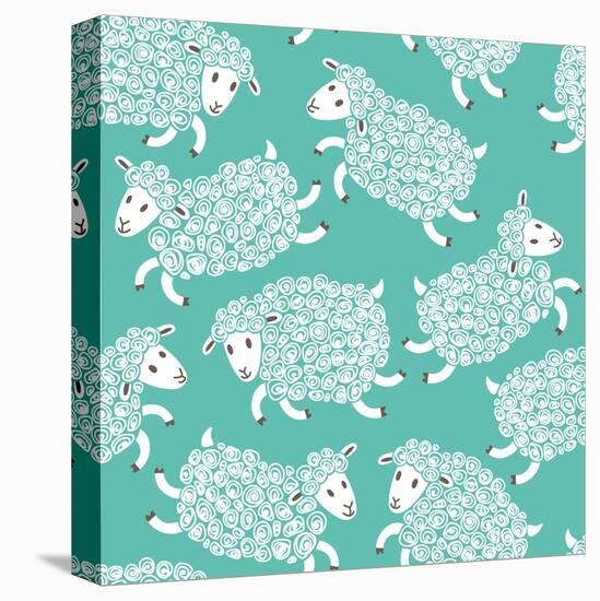 Seamless Pattern with Cute Sheep.-Baksiabat-Stretched Canvas