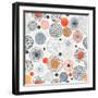 Seamless Pattern with Doodle Circles Randomly Distributed, Vector Abstraction Illustration.-Nikiparonak-Framed Art Print