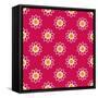 Seamless Pattern with Fancy Pink and Yellow Flowers-Rainledy-Framed Stretched Canvas
