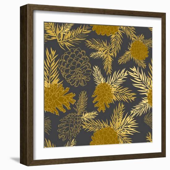 Seamless Pattern with Fir-Cone. Christmas Tree Ornament Vector Illustrations-Zinaida Zaiko-Framed Art Print