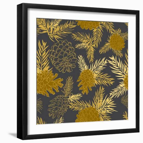 Seamless Pattern with Fir-Cone. Christmas Tree Ornament Vector Illustrations-Zinaida Zaiko-Framed Art Print