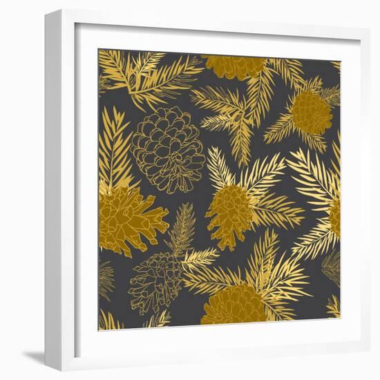 Seamless Pattern with Fir-Cone. Christmas Tree Ornament Vector Illustrations-Zinaida Zaiko-Framed Art Print