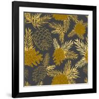 Seamless Pattern with Fir-Cone. Christmas Tree Ornament Vector Illustrations-Zinaida Zaiko-Framed Art Print