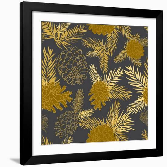 Seamless Pattern with Fir-Cone. Christmas Tree Ornament Vector Illustrations-Zinaida Zaiko-Framed Art Print