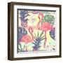 Seamless Pattern with Flamingo Birds and Pineapples-julia_blnk-Framed Art Print
