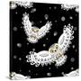 Seamless Pattern with Flying Polar Owls-Viktoriia Debopre-Stretched Canvas