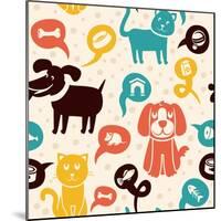 Seamless Pattern with Funny Cats and Dogs-venimo-Mounted Art Print