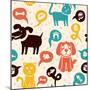 Seamless Pattern with Funny Cats and Dogs-venimo-Mounted Art Print