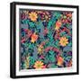 Seamless Pattern with Hand Drawn Blooming Flowers-ircy-Framed Art Print