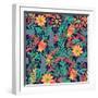 Seamless Pattern with Hand Drawn Blooming Flowers-ircy-Framed Art Print