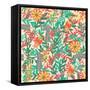 Seamless Pattern with Hand Drawn Blooming Flowers-ircy-Framed Stretched Canvas