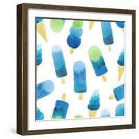 Seamless Pattern with Hand Drawn Watercolor Ice Cream.-Vodoleyka-Framed Art Print