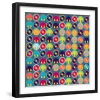 Seamless Pattern With Headphones And Vinyl Record-incomible-Framed Art Print