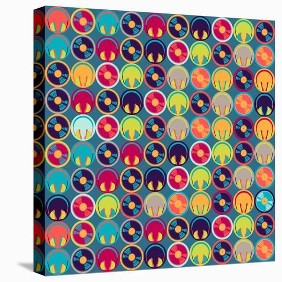 Seamless Pattern With Headphones And Vinyl Record-incomible-Stretched Canvas