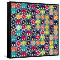 Seamless Pattern With Headphones And Vinyl Record-incomible-Framed Stretched Canvas