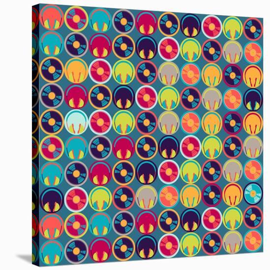 Seamless Pattern With Headphones And Vinyl Record-incomible-Stretched Canvas