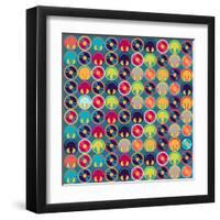 Seamless Pattern With Headphones And Vinyl Record-incomible-Framed Art Print