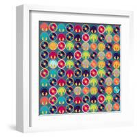 Seamless Pattern With Headphones And Vinyl Record-incomible-Framed Art Print