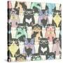 Seamless Pattern with Hipster Cute Cats for Children-cherry blossom girl-Stretched Canvas