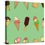 Seamless Pattern with Ice Cream. Vector Illustration-frescomovie-Stretched Canvas