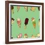 Seamless Pattern with Ice Cream. Vector Illustration-frescomovie-Framed Art Print