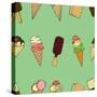 Seamless Pattern with Ice Cream. Vector Illustration-frescomovie-Stretched Canvas