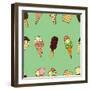 Seamless Pattern with Ice Cream. Vector Illustration-frescomovie-Framed Art Print