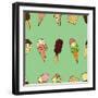 Seamless Pattern with Ice Cream. Vector Illustration-frescomovie-Framed Art Print