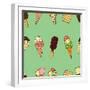 Seamless Pattern with Ice Cream. Vector Illustration-frescomovie-Framed Art Print