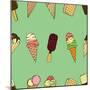 Seamless Pattern with Ice Cream. Vector Illustration-frescomovie-Mounted Art Print