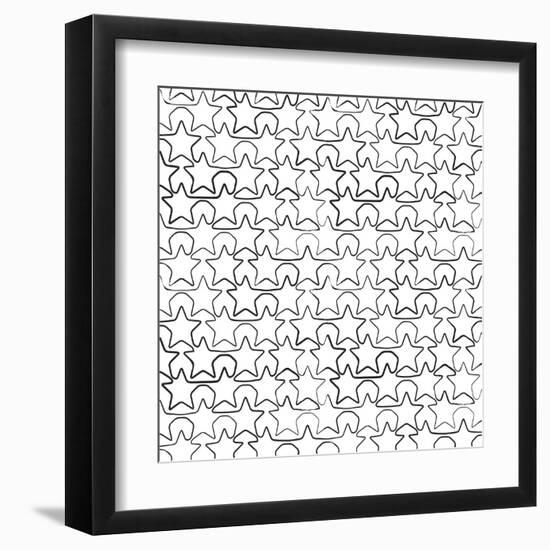 Seamless Pattern With Ink Stars Drawing-Swill Klitch-Framed Art Print